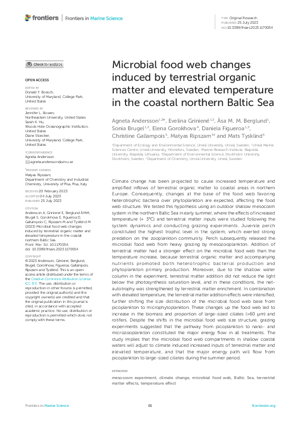 (PDF) Microbial food web changes induced by terrestrial organic matter ...