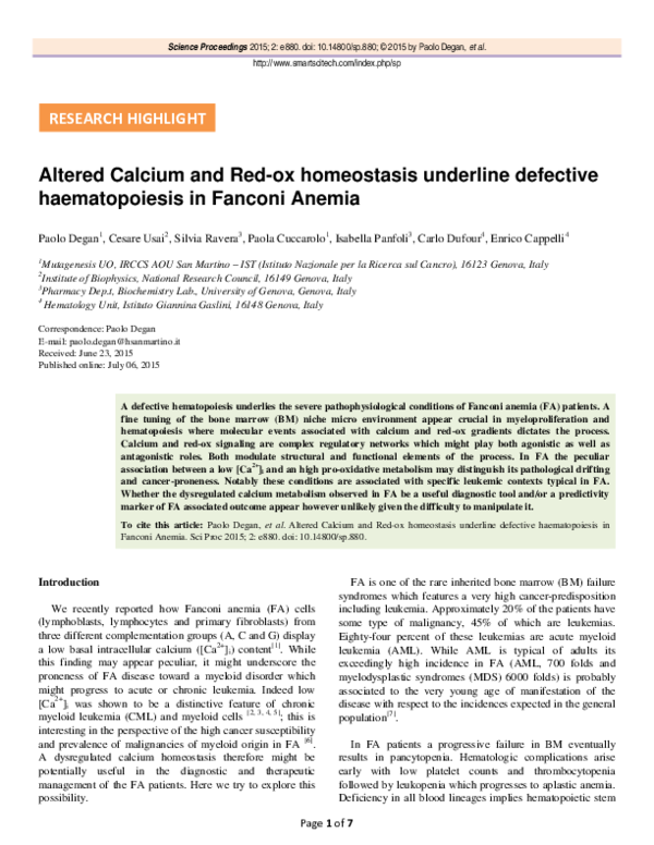 (PDF) Altered Calcium and Red-ox homeostasis underline defective ...