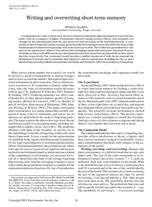 (PDF) Writing and overwriting short-term memory