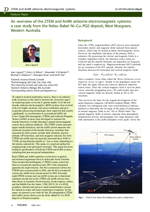 (PDF) ZTEM and AirMt airborne electromagnetic systems
