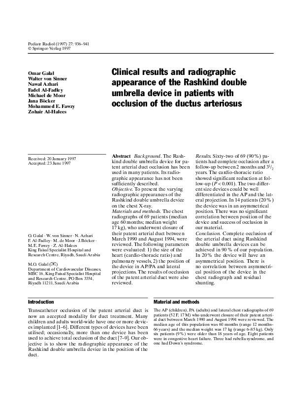 (PDF) Clinical results and radiographic appearance of the Rashkind ...