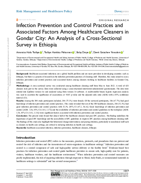 (PDF) Infection Prevention and Control Practices and Associated Factors ...