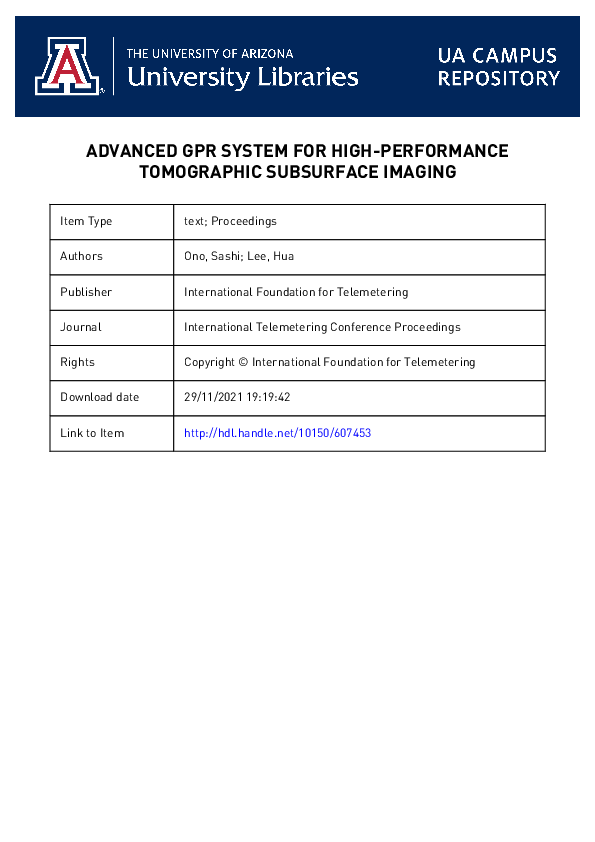 (PDF) Advanced GPR System for High-Performance Tomographic Subsurface ...