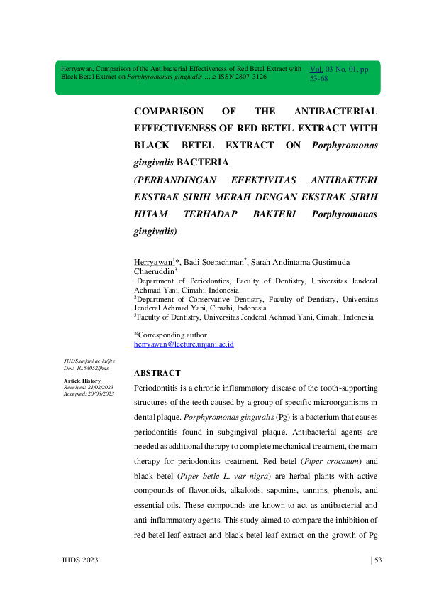 (PDF) COMPARISON OF THE ANTIBACTERIAL EFFECTIVENESS OF RED BETEL ...