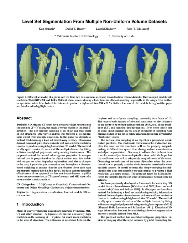 (PDF) Level set segmentation from multiple non-uniform volume datasets