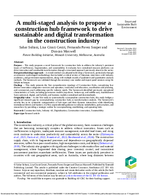 (PDF) A multi-staged analysis to propose a construction hub framework ...