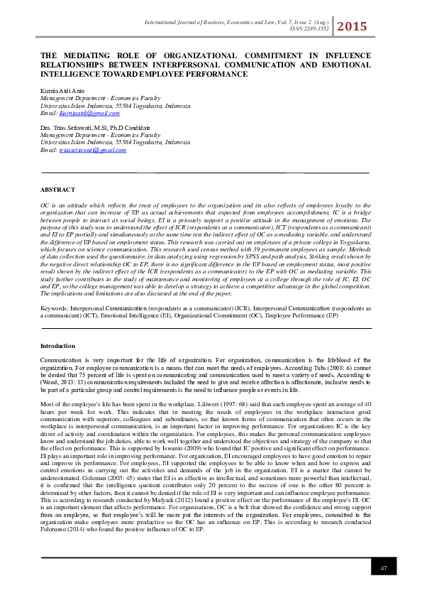 (PDF) The Mediating Role of Organizational Commitment in Influence ...