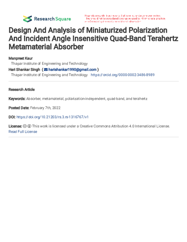 (PDF) Design And Analysis of Miniaturized Polarization And Incident ...