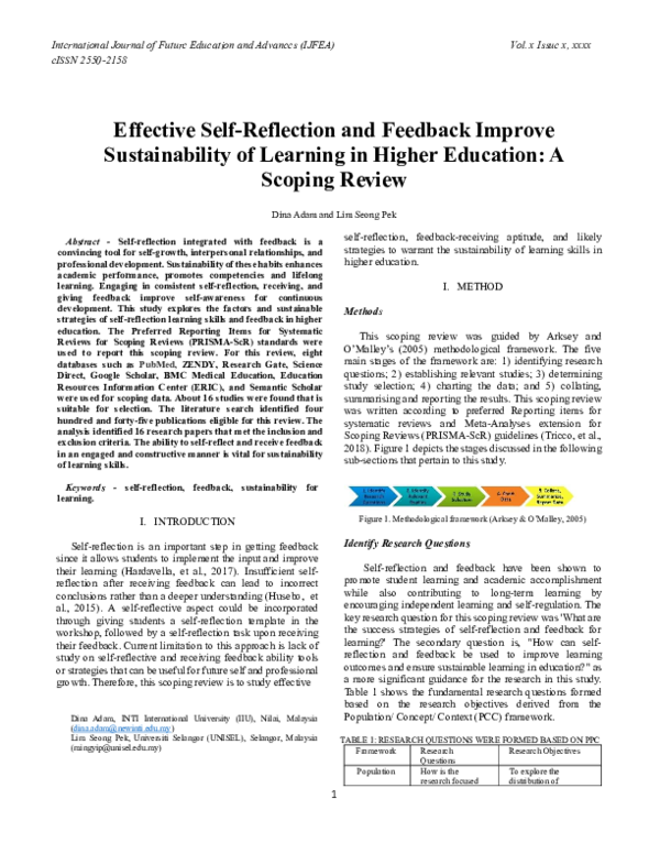 (PDF) Effective Self-Reflection and Feedback Improve Sustainability of ...