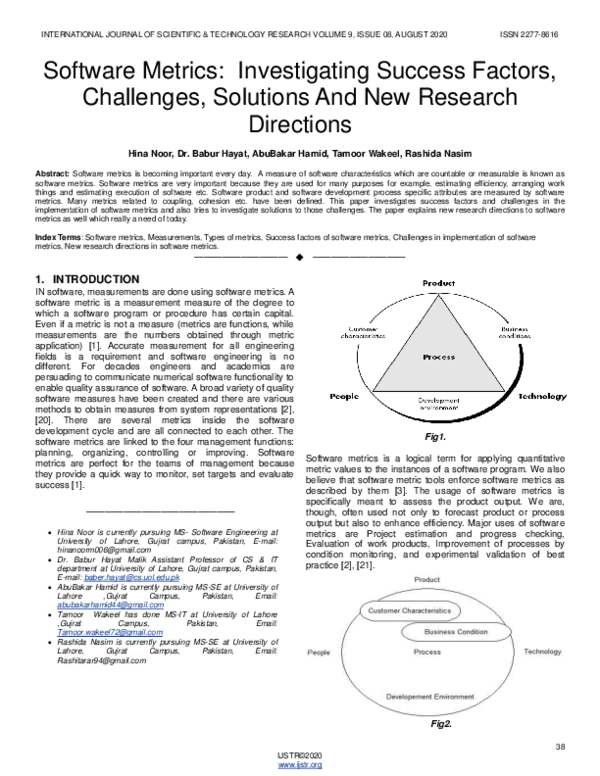(PDF) Software Metrics: Investigating Success Factors, Challenges ...