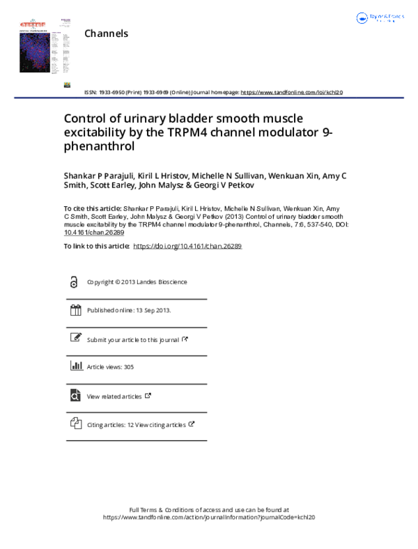 (PDF) Control of urinary bladder smooth muscle excitability by the ...