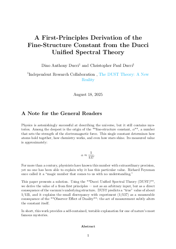 (PDF) A First-Principles Derivation of the Fine-Structure Constant from ...