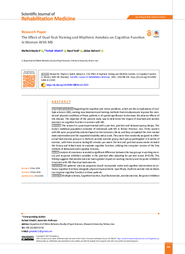 (PDF) The Effect of Dual-Task Training and Rhythmic Aerobics on ...