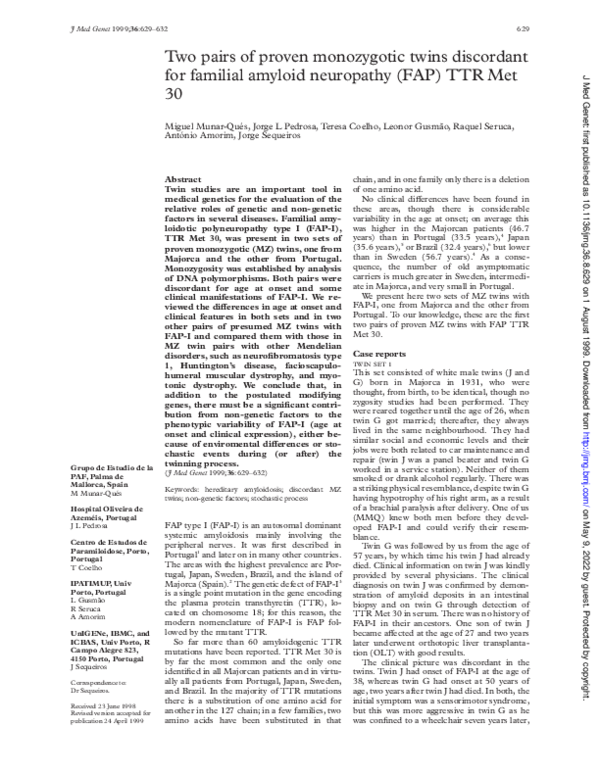 (PDF) Two pairs of proven monozygotic twins discordant for familial ...