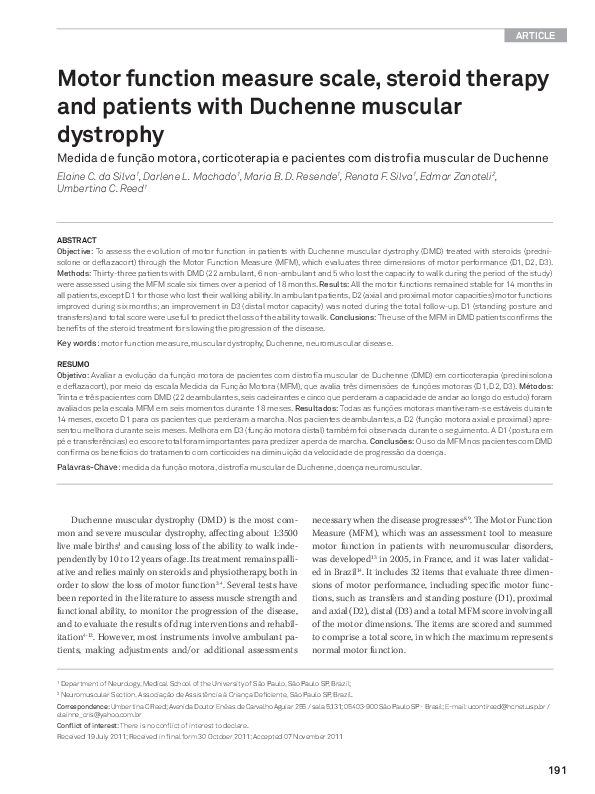 (PDF) Motor function measure scale, steroid therapy and patients with ...