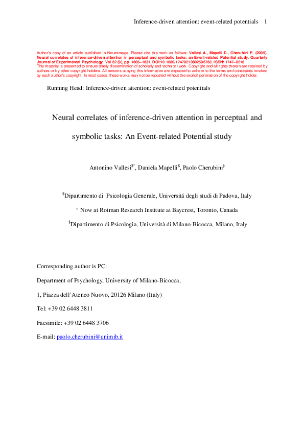(PDF) Neural correlates of inference-driven attention in perceptual and ...