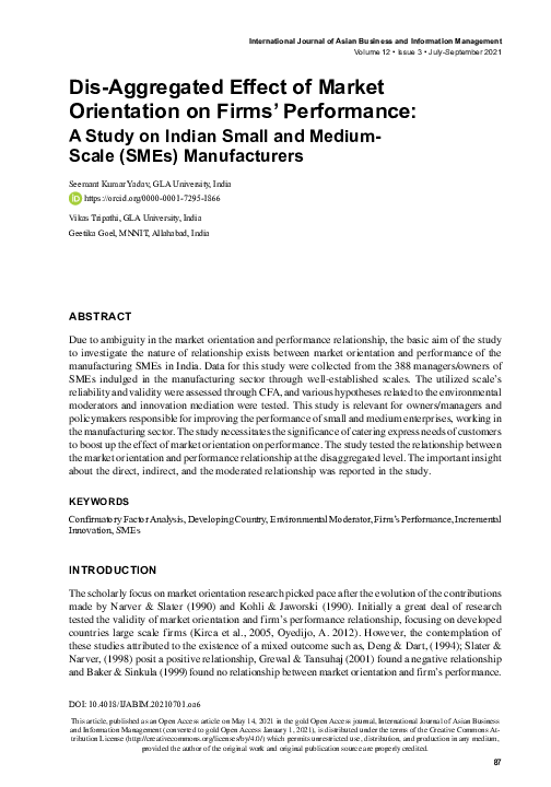 (PDF) Dis-Aggregated Effect of Market Orientation on Firm Performance