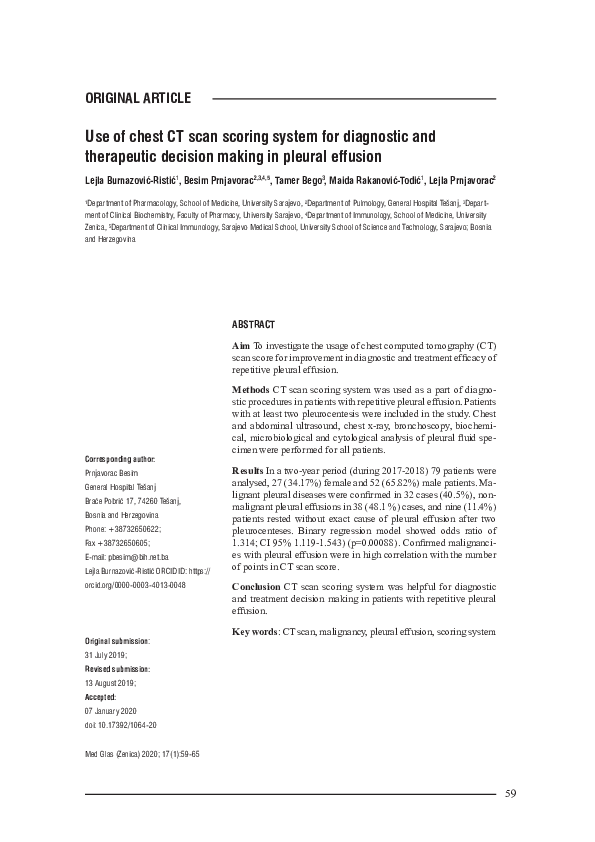 (PDF) Use of chest CT scan scoring system for diagnostic and ...