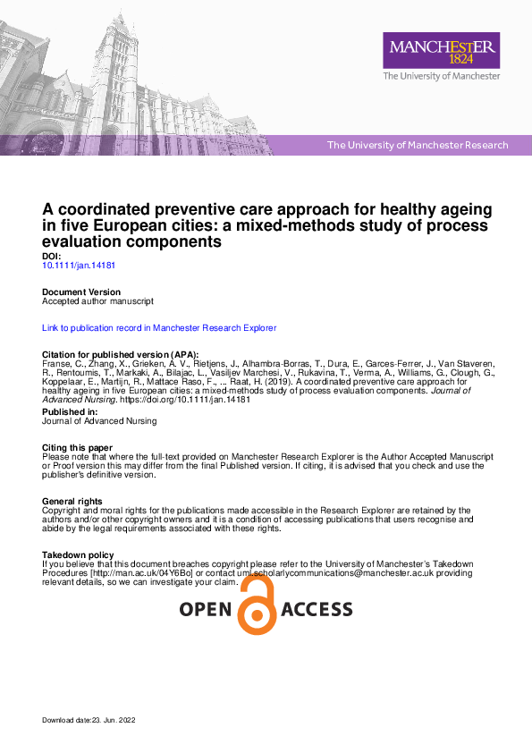 (PDF) A coordinated preventive care approach for healthy ageing in five ...