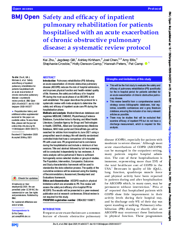 (PDF) Safety and efficacy of inpatient pulmonary rehabilitation for ...