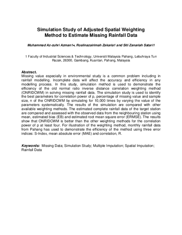 (PDF) Simulation Study of Adjusted Spatial Weighting Method to Estimate ...