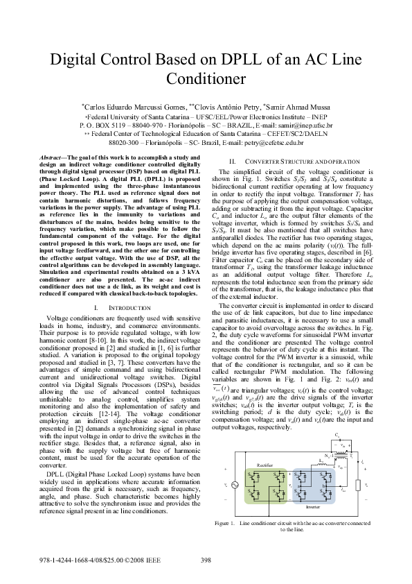 (PDF) Digital control based on DPLL of an AC line conditioner