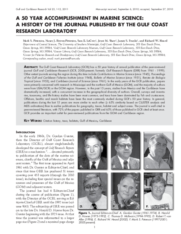 (PDF) A 50 Year Accomplishment in Marine Science: A History of the ...
