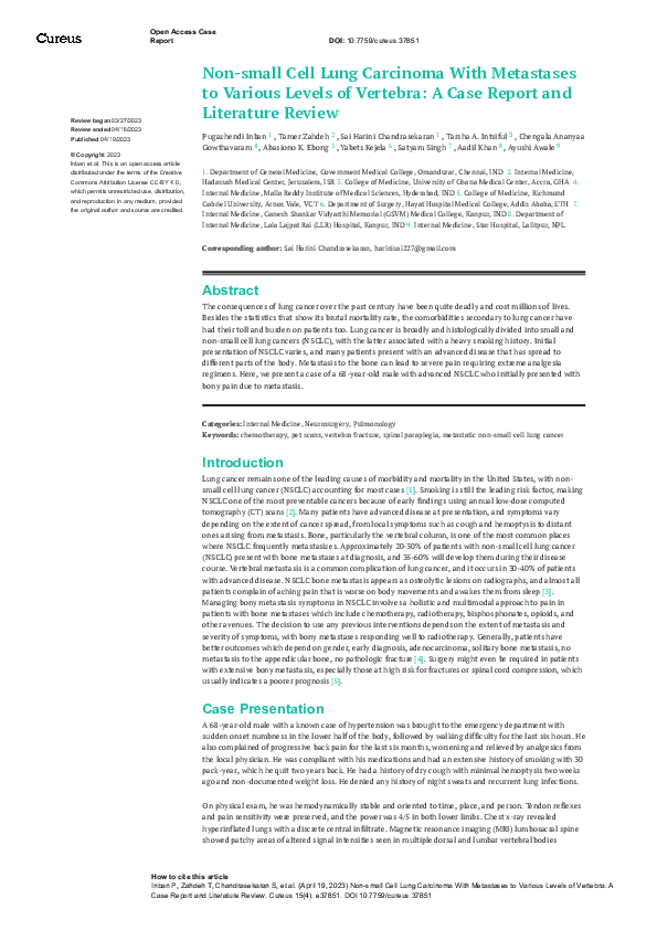 (PDF) Non-small Cell Lung Carcinoma With Metastases to Various Levels ...