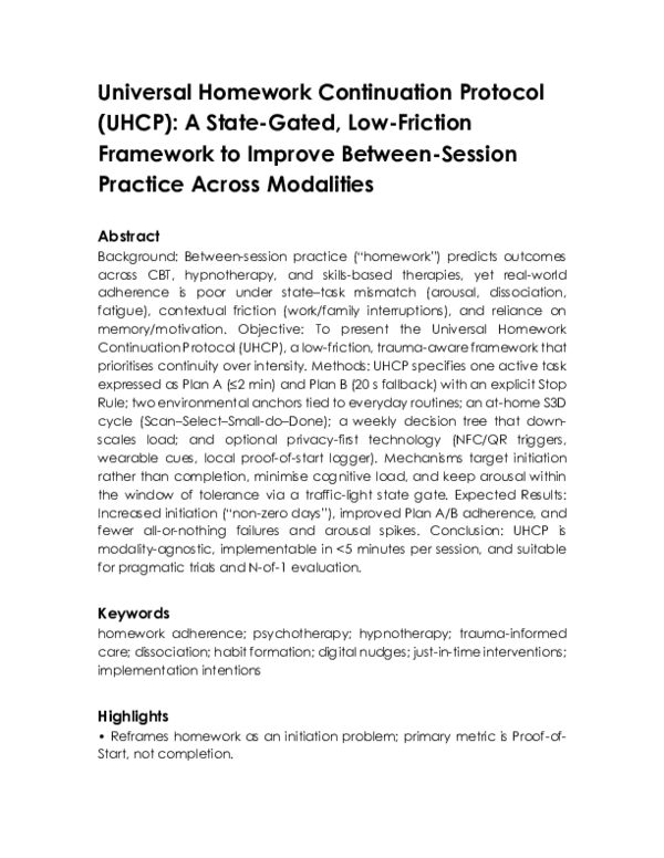 (PDF) Universal Homework Continuation Protocol (UHCP): A State-Gated ...