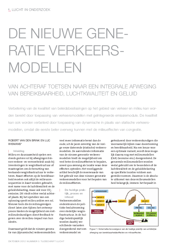 (PDF) De nieuwe generatie verkeersmodellen: van achteraf toetsen naar ...