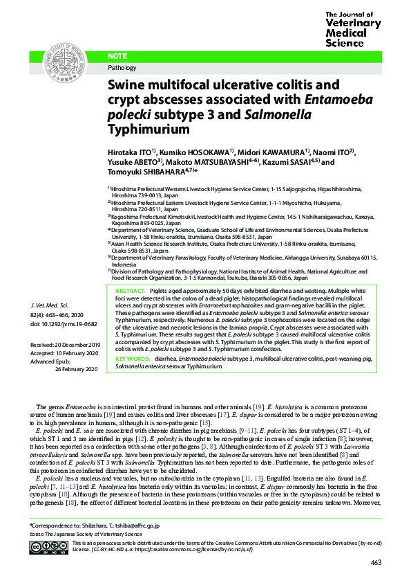 (PDF) Swine multifocal ulcerative colitis and crypt abscesses ...