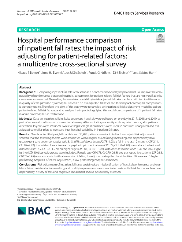 (PDF) Hospital performance comparison of inpatient fall rates; the ...