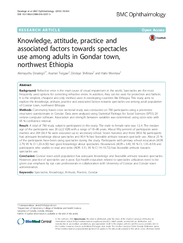 (PDF) Knowledge, attitude, practice and associated factors towards ...