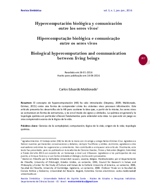 (PDF) Hipercomputação biológica e comunicação entre os seres vivos ...
