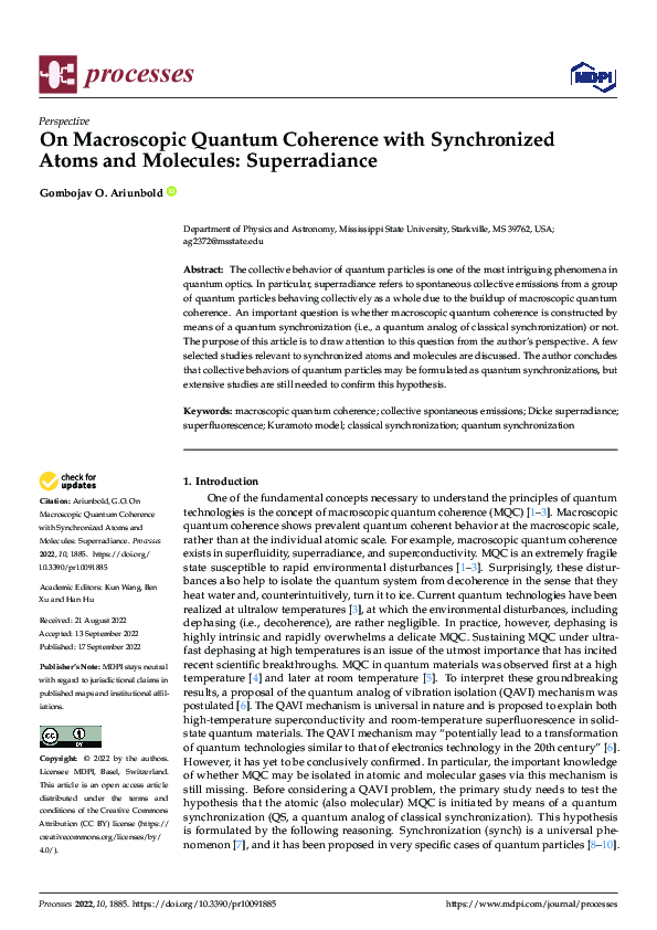 (PDF) On Macroscopic Quantum Coherence with Synchronized Atoms and ...