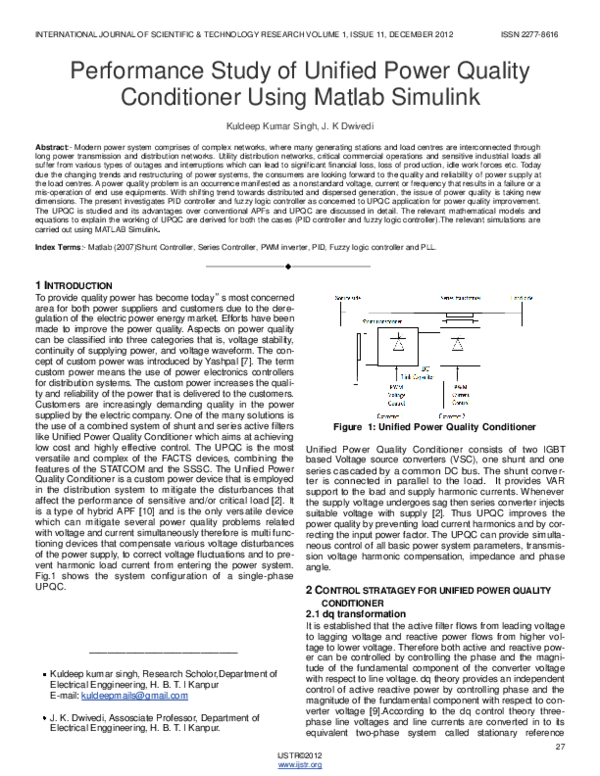 (PDF) Performance Study of Unified Power Quality Conditioner Using ...