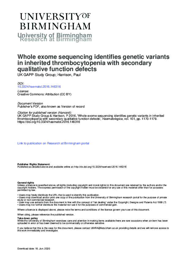 (PDF) Whole exome sequencing identifies genetic variants in inherited ...