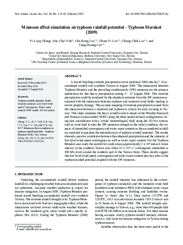 (PDF) Monsoon effect simulation on typhoon rainfall potential - Typhoon ...