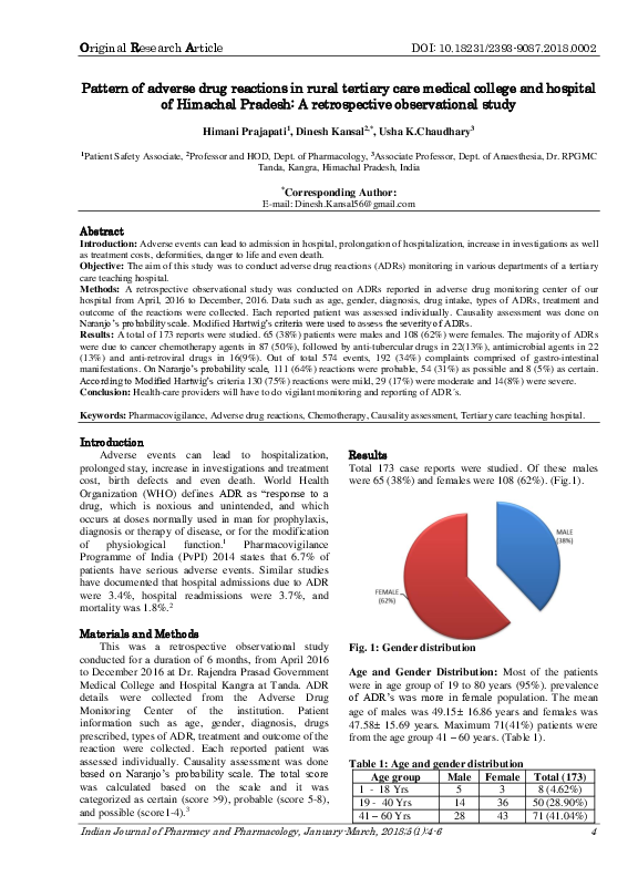 (PDF) Pattern of adverse drug reactions in rural tertiary care medical ...