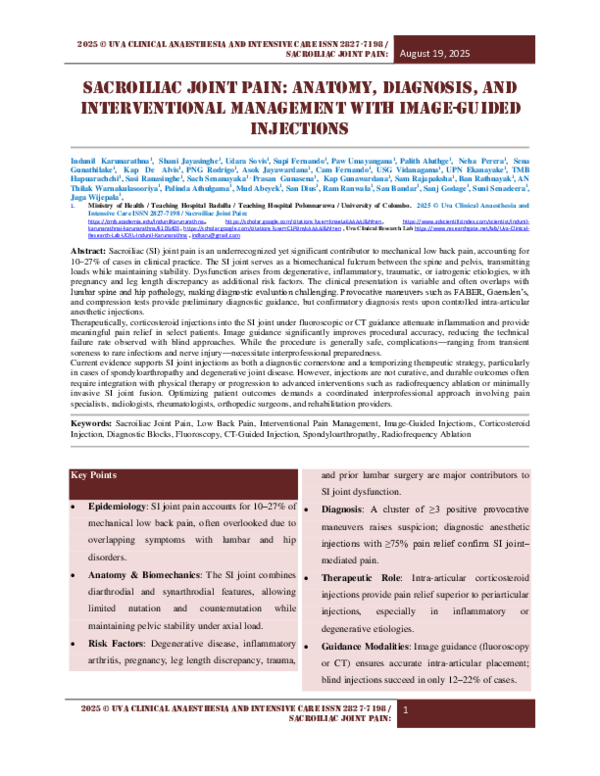 (PDF) Sacroiliac Joint Pain Anatomy Diagnosis and Interventional ...