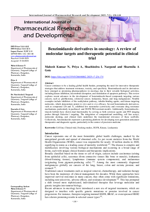 (PDF) Benzimidazole derivatives in oncology: A review of molecular ...