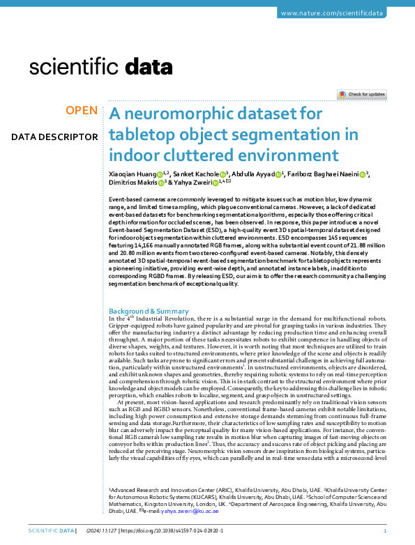 (PDF) A neuromorphic dataset for tabletop object segmentation in indoor ...