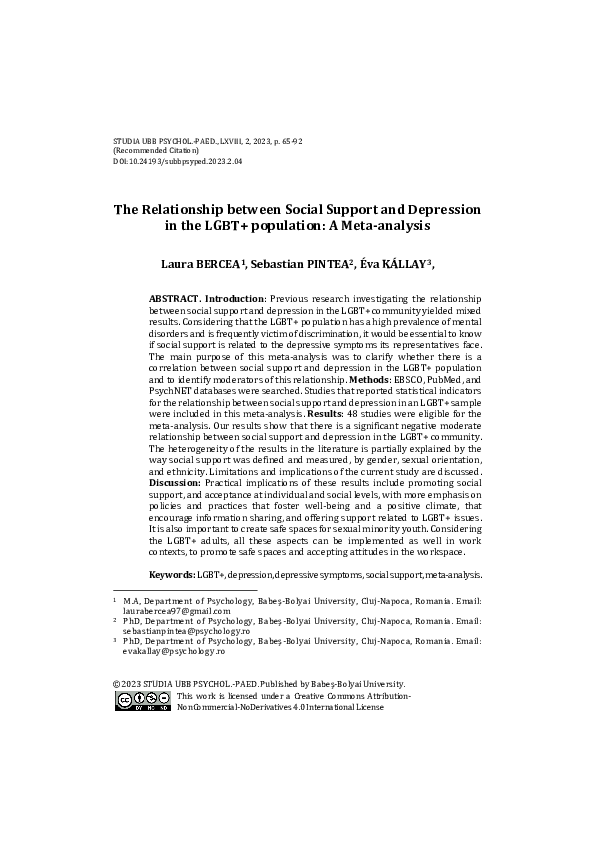 (PDF) The Relationship Between Social Support and Depression in the ...