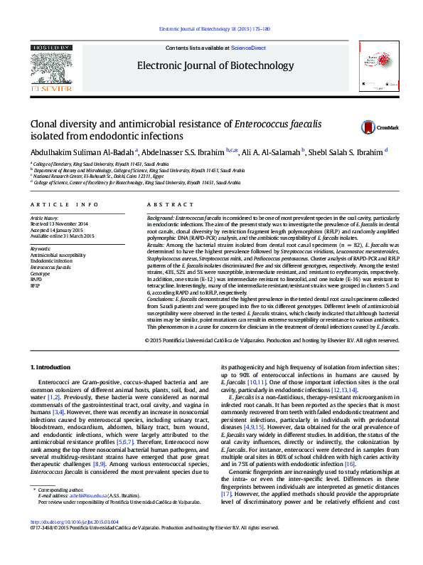 (PDF) Clonal diversity and antimicrobial resistance of Enterococcus ...