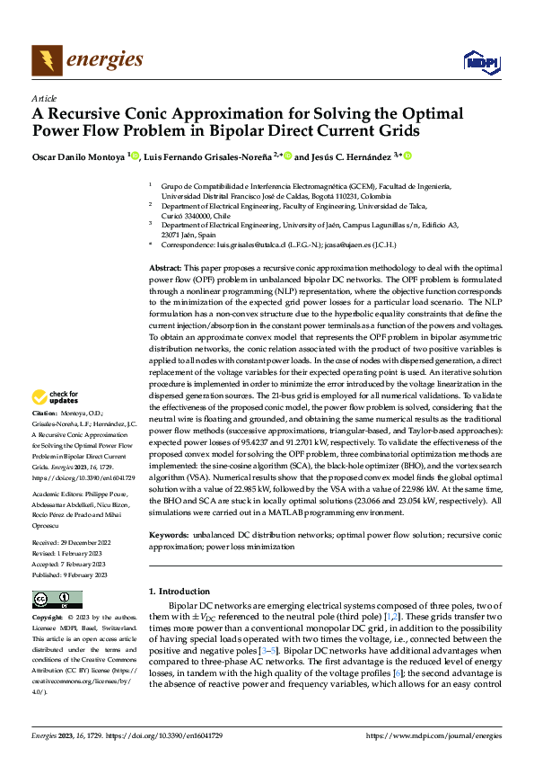 (PDF) A Recursive Conic Approximation for Solving the Optimal Power ...