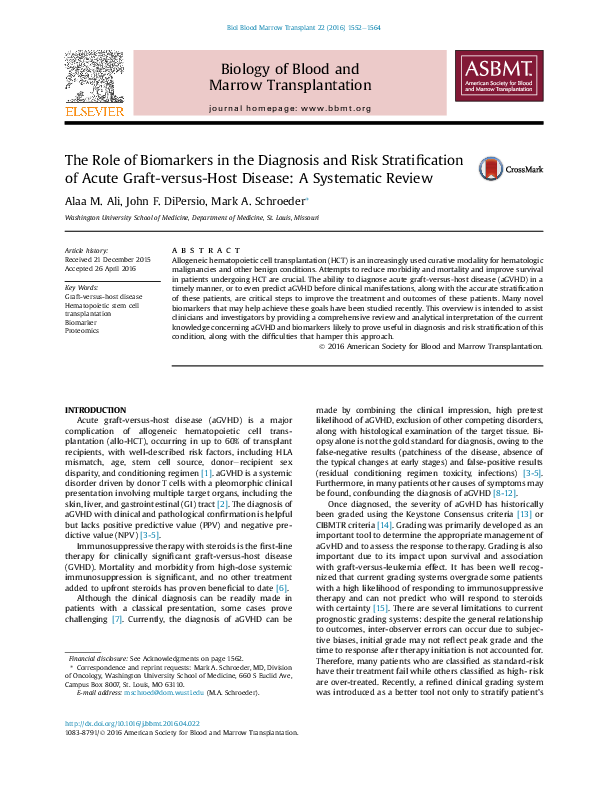 (PDF) The Role of Biomarkers in the Diagnosis and Risk Stratification ...