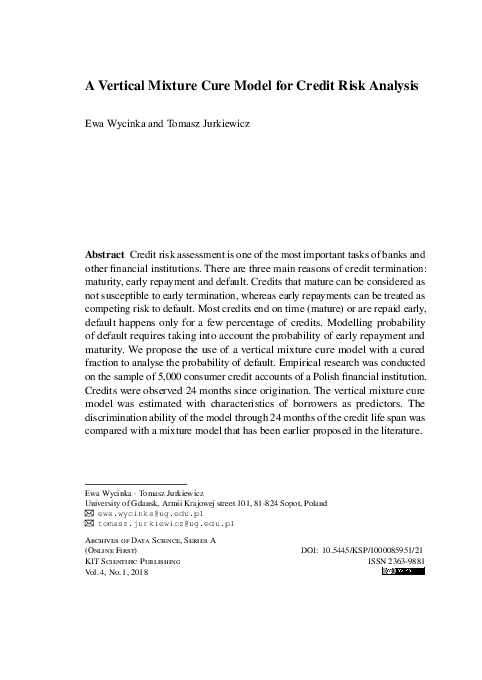 (PDF) A Vertical Mixture Cure Model for Credit Risk Analysis