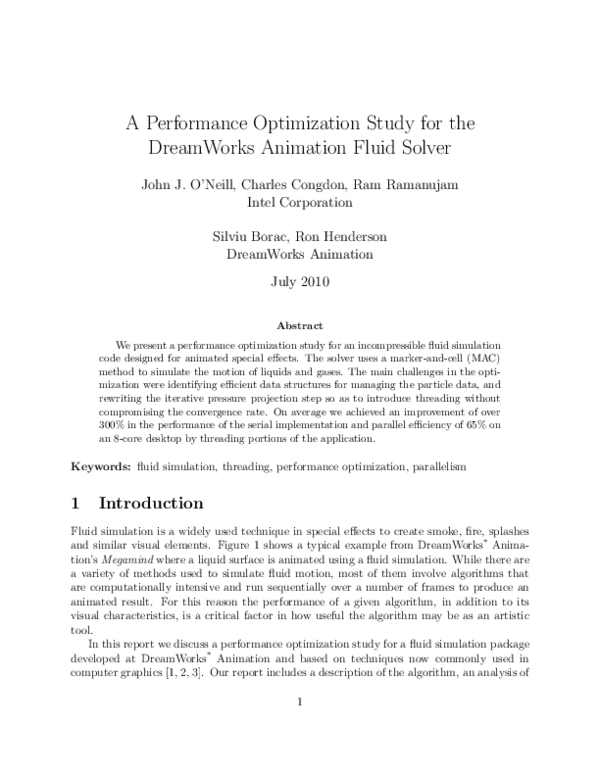 (PDF) A Performance Optimization Study for the DreamWorks Animation ...