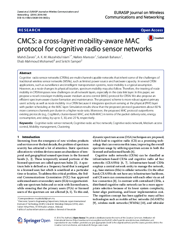 (PDF) CMCS: a cross-layer mobility-aware MAC protocol for cognitive ...