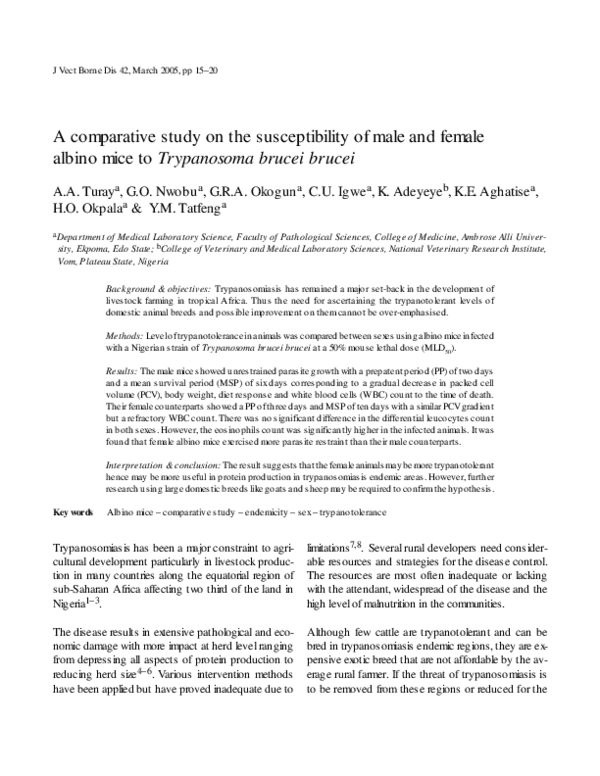 (PDF) A comparative study on the susceptibility of male and female ...